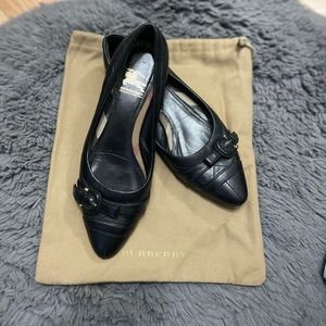 Burberry black quilted pointed toe